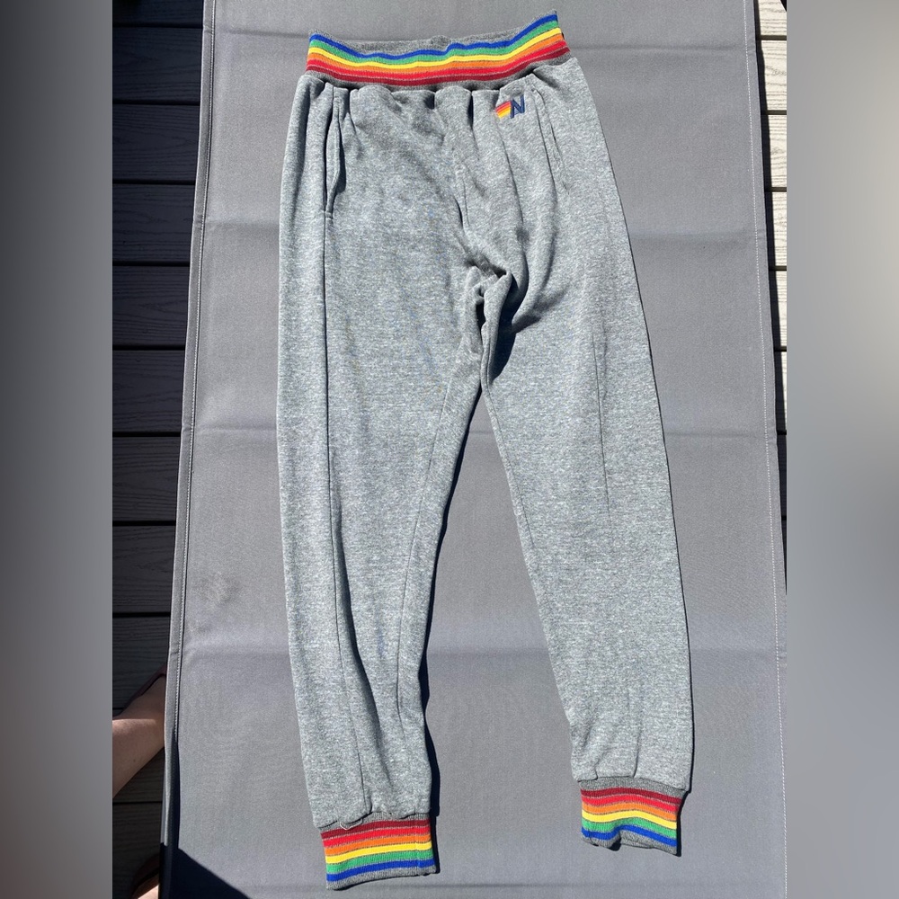 Aviator Nation Gray Unisex Bottoms with Rainbow Accents